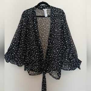 Free People Star Dazed Tie Front Kimono Black One Size